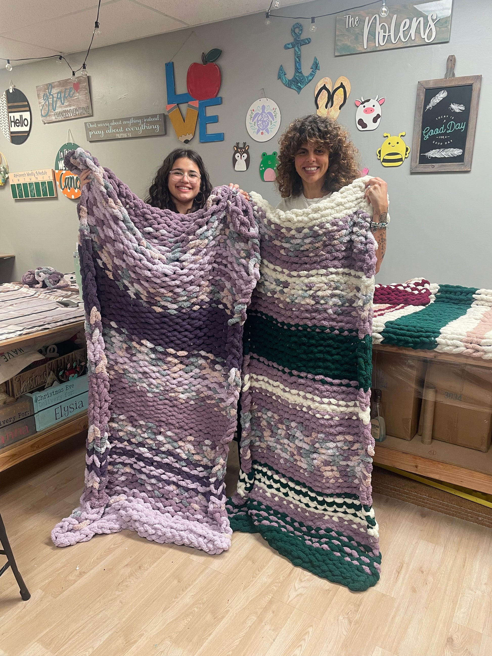 chunky blankets at paint the grain studio