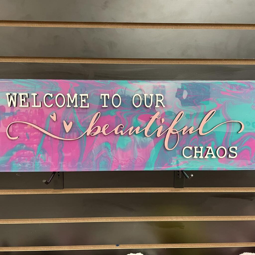 Beautiful Chaos- Paint Poured Plank