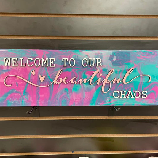 Beautiful Chaos- Paint Poured Plank