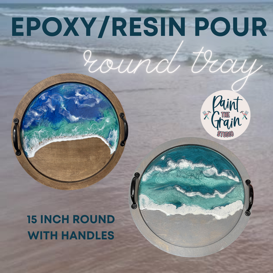 Epoxy/Resin Pour Round tray with handles