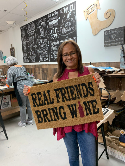 Real Friends Bring Wine- Doormat