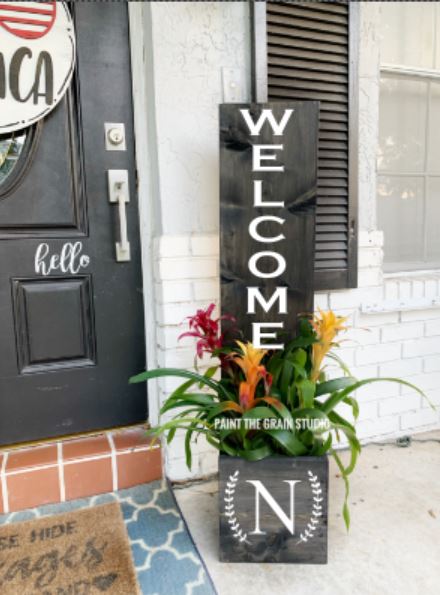 Welcome with Inital- Planter