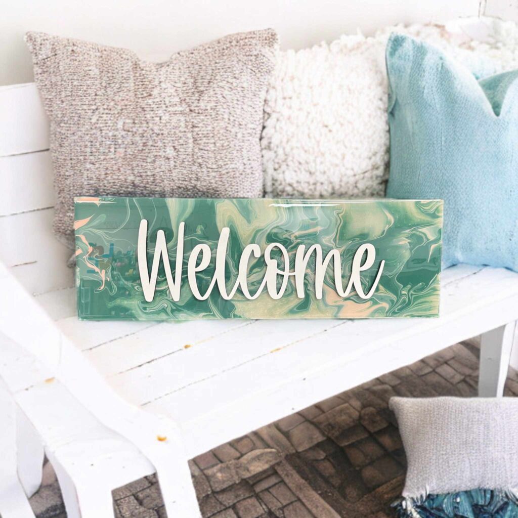 Welcome- Paint Poured Plank