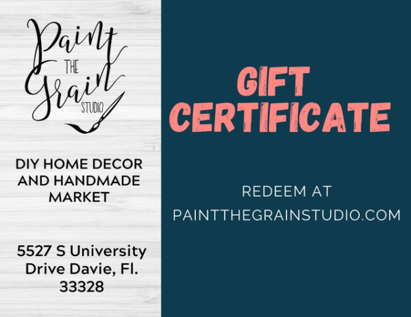 Paint the Graint Studio offers amazing D.I.Y. crafting and home decor projects for all ages, kids, teenagers, and adults! Come in and see why our DIY shop is the best, or shop our DIY decor ready to be shipped to your house, anywhere in the United States. Visit our shop in Davie, Florida to learn more.
