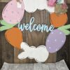 welcome- wreath egg, bunny, carrot